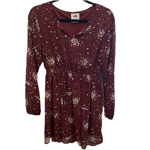 Wild Blue‎ Sadie Robertson Red Heart Print Sheer Sleeve Dress Womens Medium